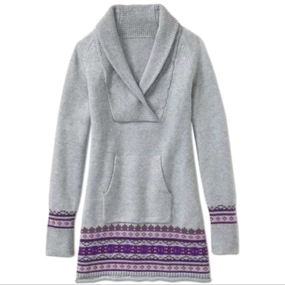 Athleta Sweaters - Athleta Sequoia Grey Purple Fair Isle Tunic Sweater Size Small